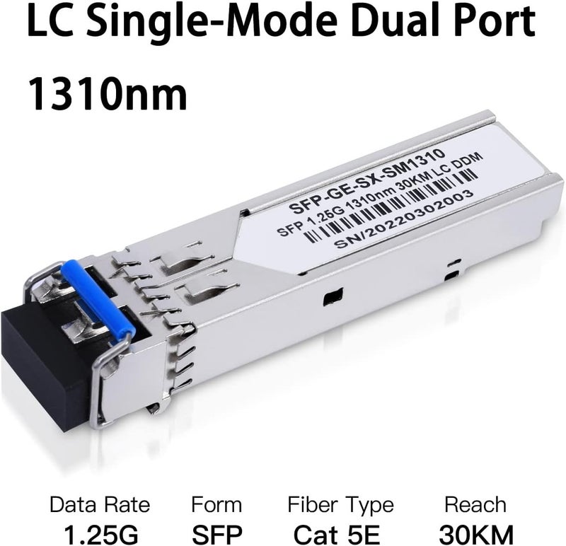 GESD 10 Pack 1.25G SFP LC Module 1000Base-LX (SMF,1310nm,20km,DDM) Single-Mode Transceiver for Cisco GLC-LH-SMD,Ubiquiti UniFi,Meraki MA-SFP-1GB-LX10,Fortinet,Mikrotik,TP-Link,Netgear,TL-SM311LS,D-Link - Image 3